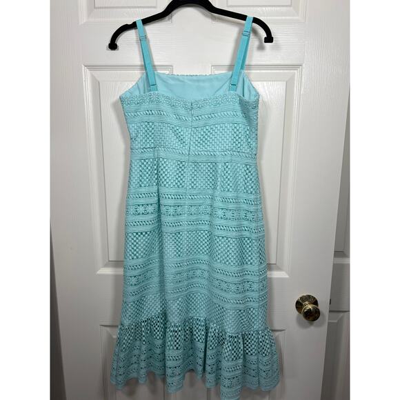 New J. Crew Midi Dress Geometric Sleeveless Lace Ruffle Sheath NWT - Picture 6 of 11